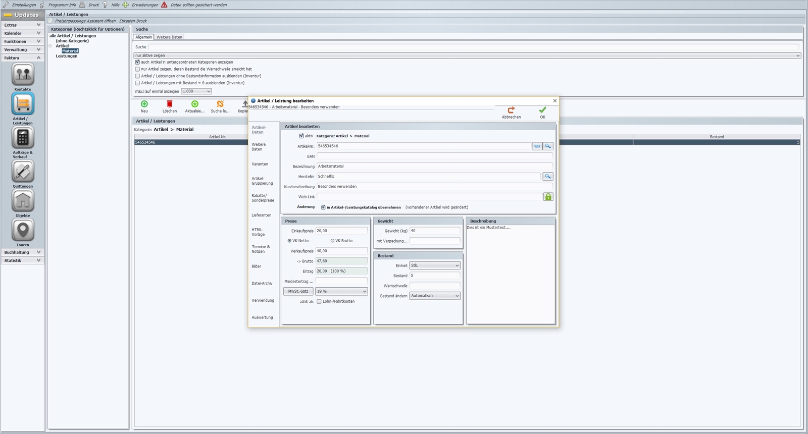 Invoice program for caretakers, caretaker service software solution, IT program