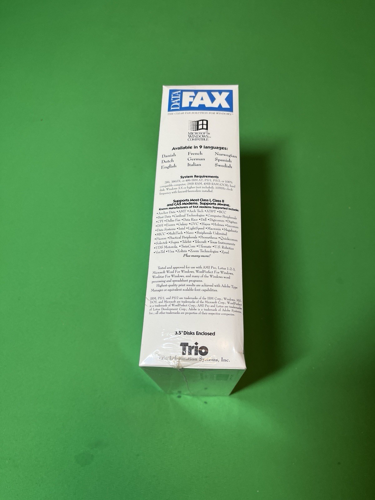 Trio Data FAX Ver.4.01B 3.5″ Diskettes f/ Windows