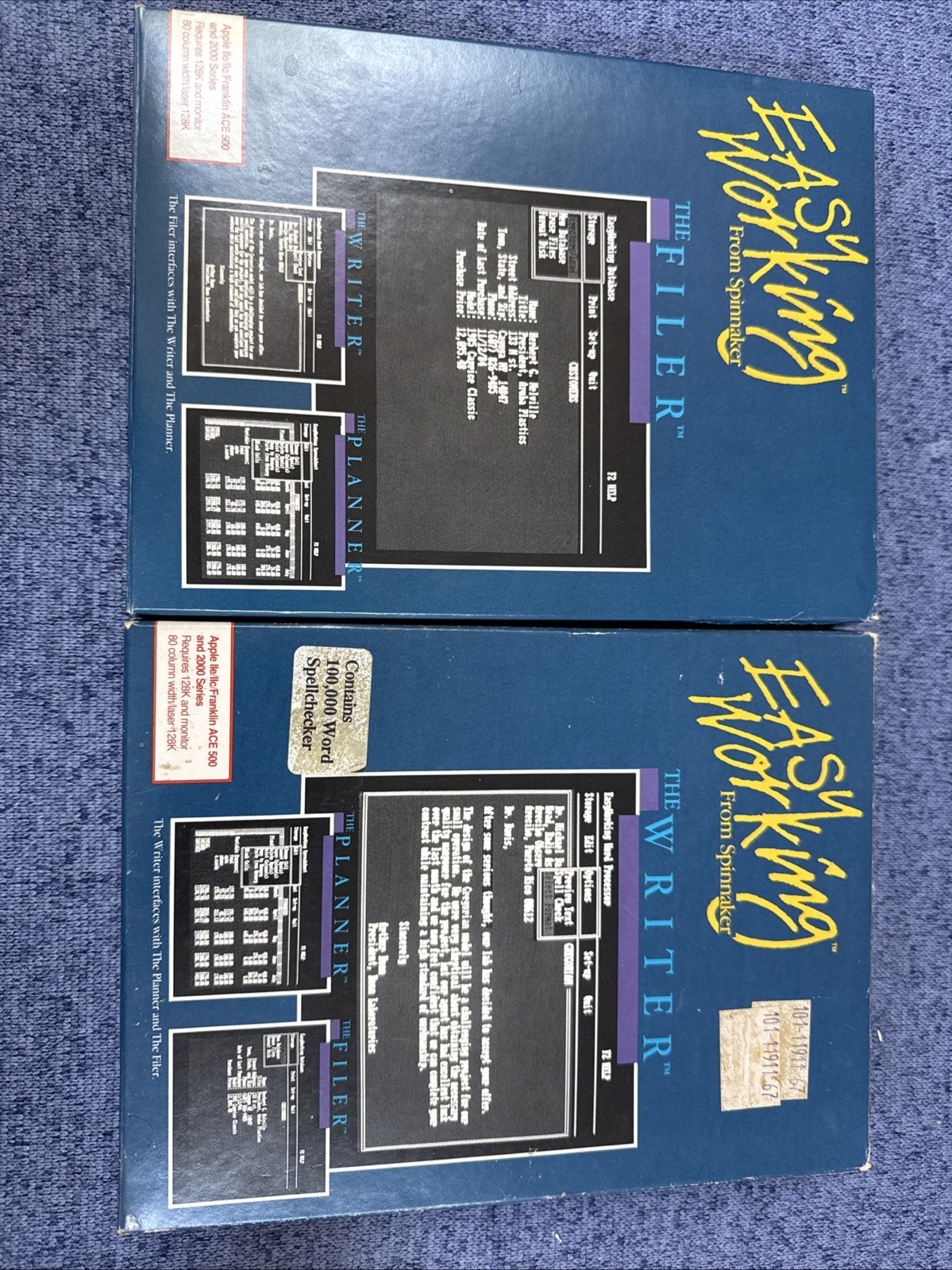 Easy Working Writer & Filer Apple II Software Spinnaker w/ Boxes VTG