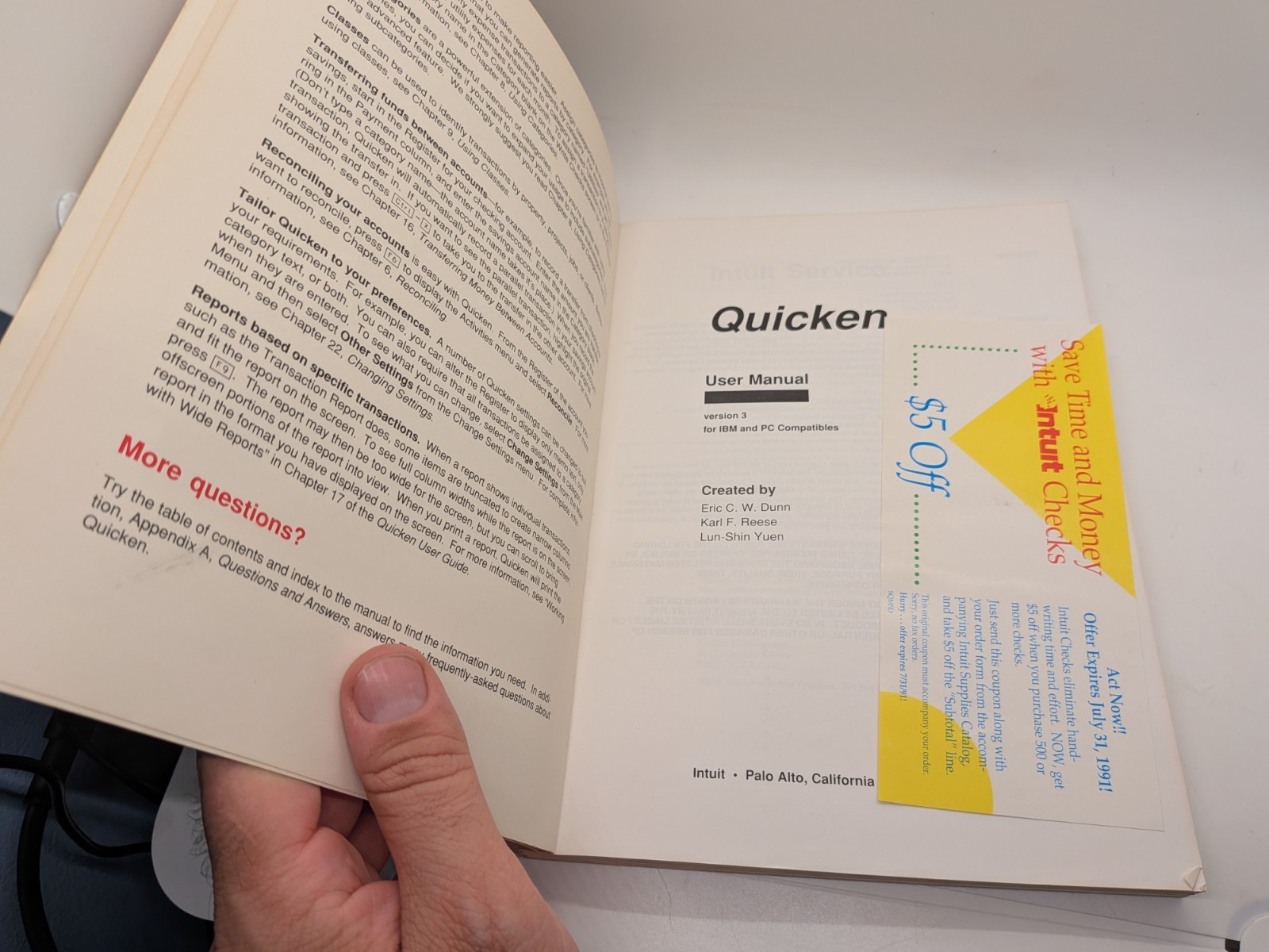 Vintage Intuit Quicken 3 IBM And 5 IBM DOS Manual No Discs