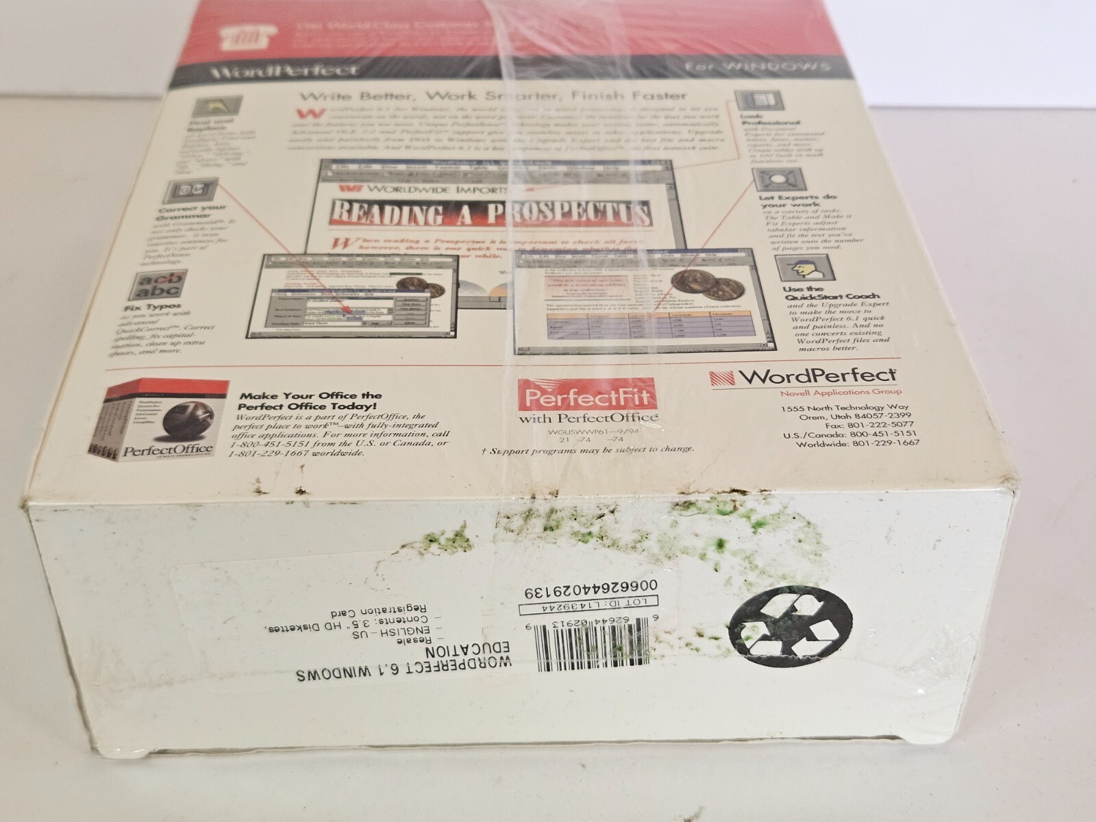 Novell Word Perfect 6.1 Windows Sealed HD Diskettes Word Processor