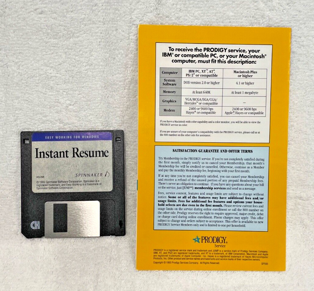 Easy Working Instant Resume For Windows 3 1/2 Floppy Vintage Original Box Book
