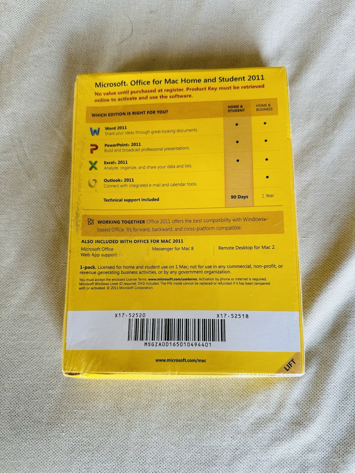 Microsoft Office for Mac 2011 Home & Student – Brand New Sealed Software