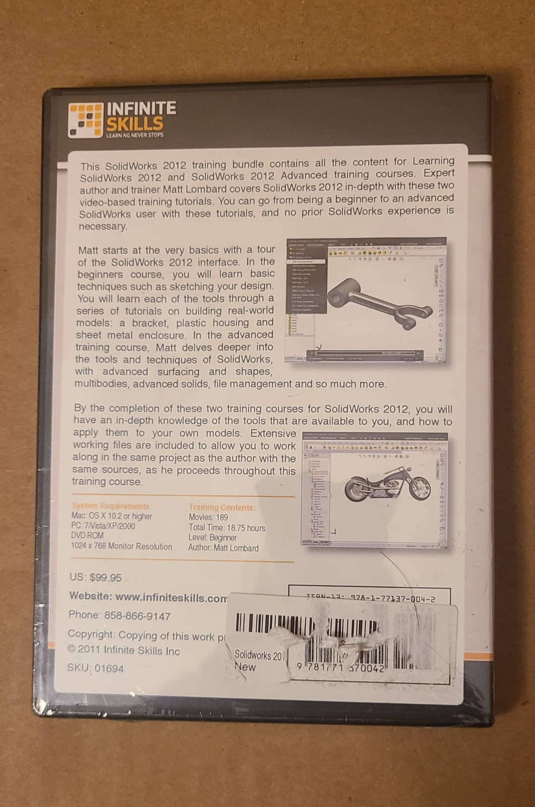 InfiniteSkills Solidworks 2012 Training Bundle – Video Training DVD – SEALED!