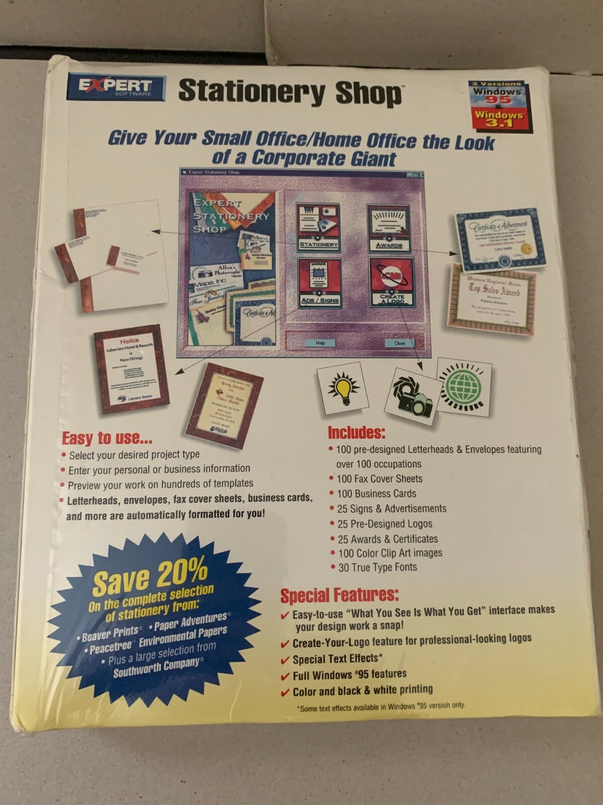 Vintage Expert Software – Stationery Shop – Windows 95 & 3.1 – New/Sealed 1996