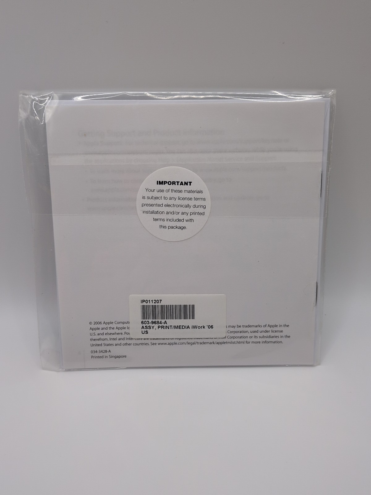 iWORK ’06 SOFTWARE APPLE PER MAC VERSION 2.0.1 1Z691-5842-A INSTALL DVD