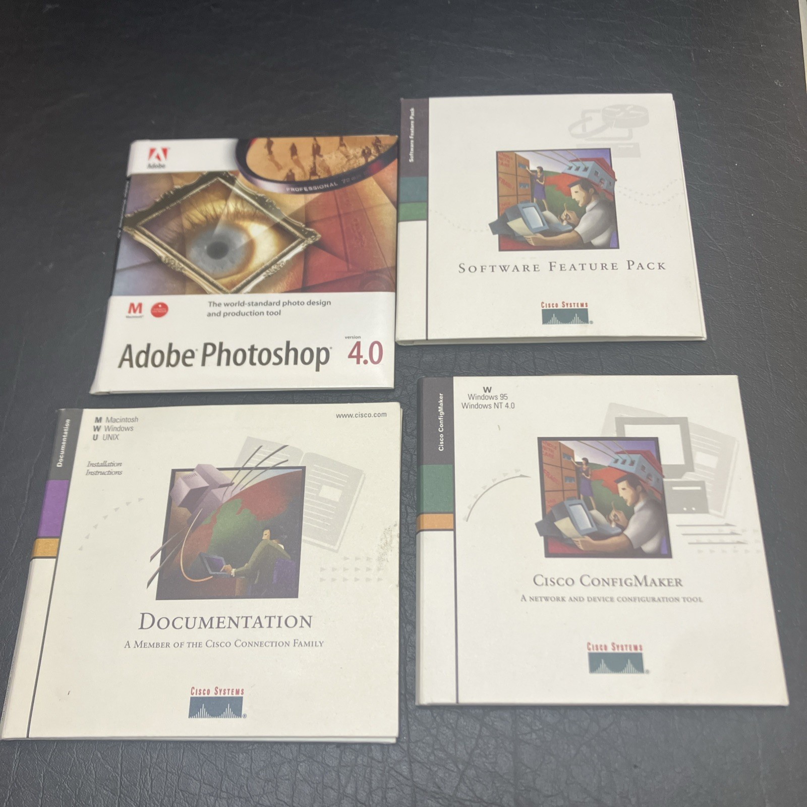 Lot Of 4 Mcintosh Windows Desk, Software, Documentation, Cisco, Photo Shop (A2)