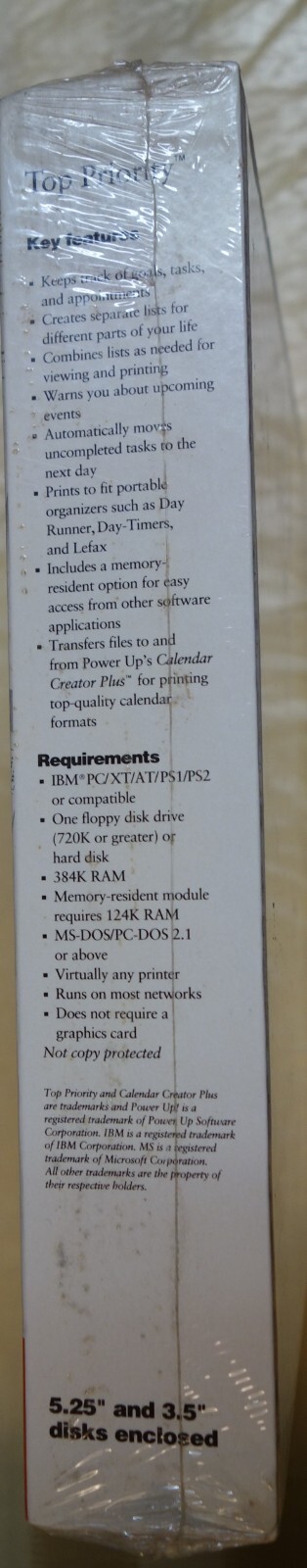 Top Priority Calendar Version 1.0 Windows 3.1: NEW SEALED: 3.5 and 5.25 included