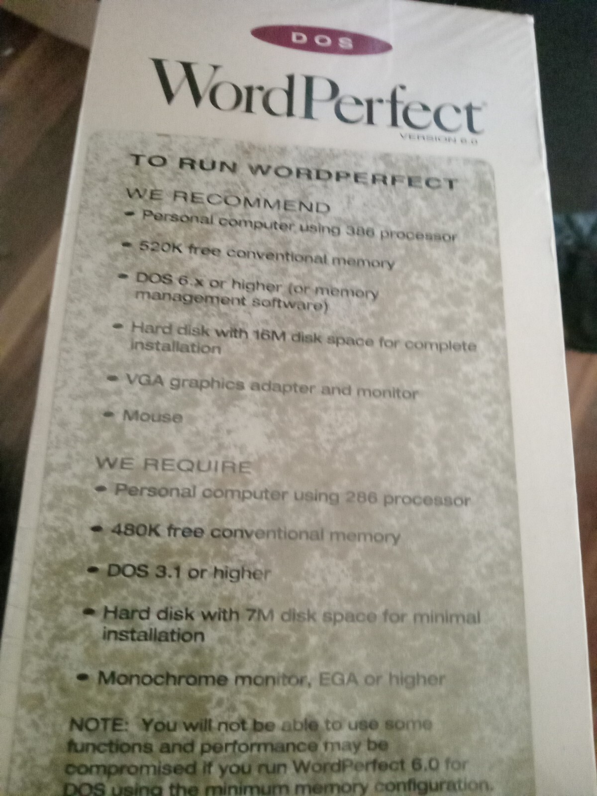 Word Perfect Version 6.0 Upgrade- DISCS SEALED