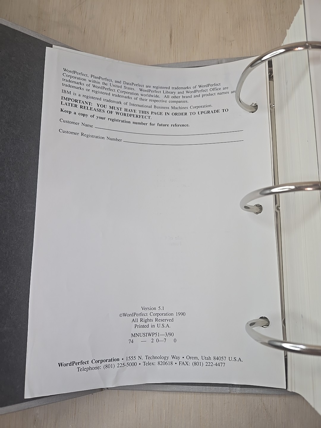 WordPerfect for DOS 5.1 Manual 3-Ring Binder 1990 Box Slip Case IBM PC