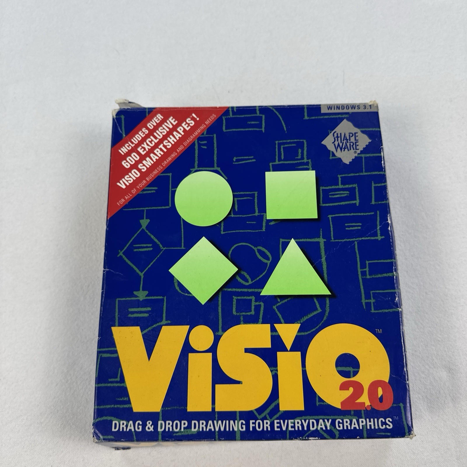 Visio 2.0 Windows 3.1 Sofware Suite Complete Shapeware 1992 Vintage Drag Drop