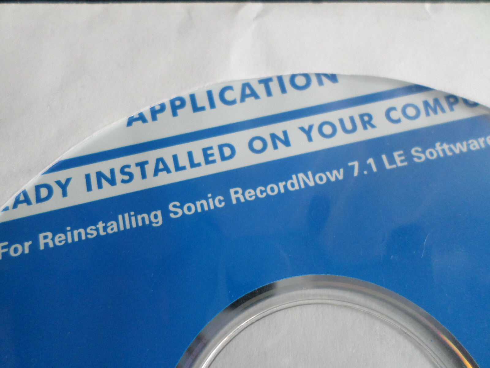 DELL APPLICATION For Reinstalling Sonic RecordNow 7.1 LE Software
