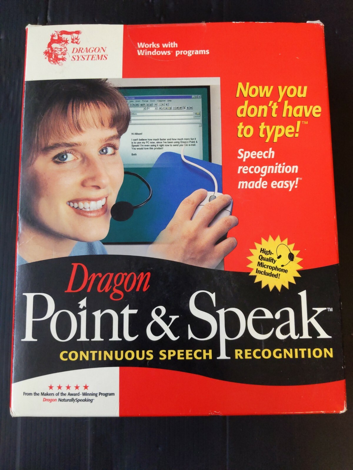 Dragon Point & Speak Speech Recognition Software, 1997 – NEW