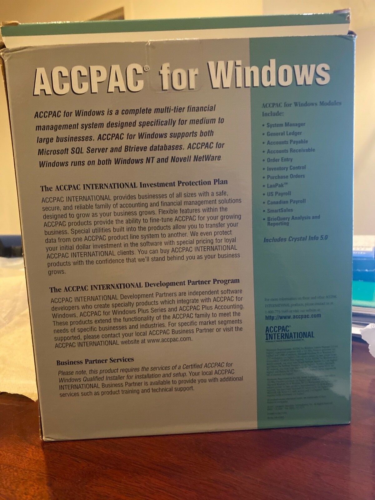 NEWACCPAC For Windows 3.0A System Manager with Crystal Info 5.0.CD+Key+Btreive.
