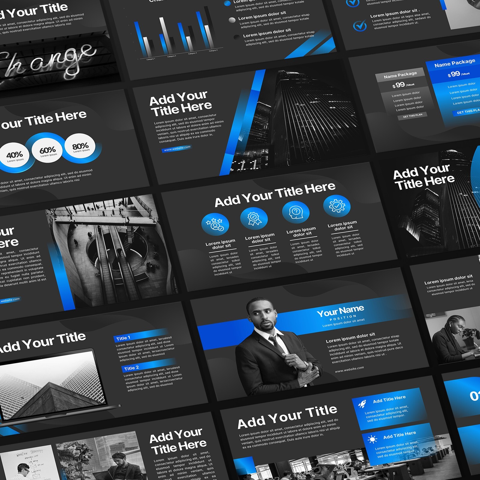 Modern Blue PowerPoint Template 2025 – Minimalist Business Strategy Slide Deck