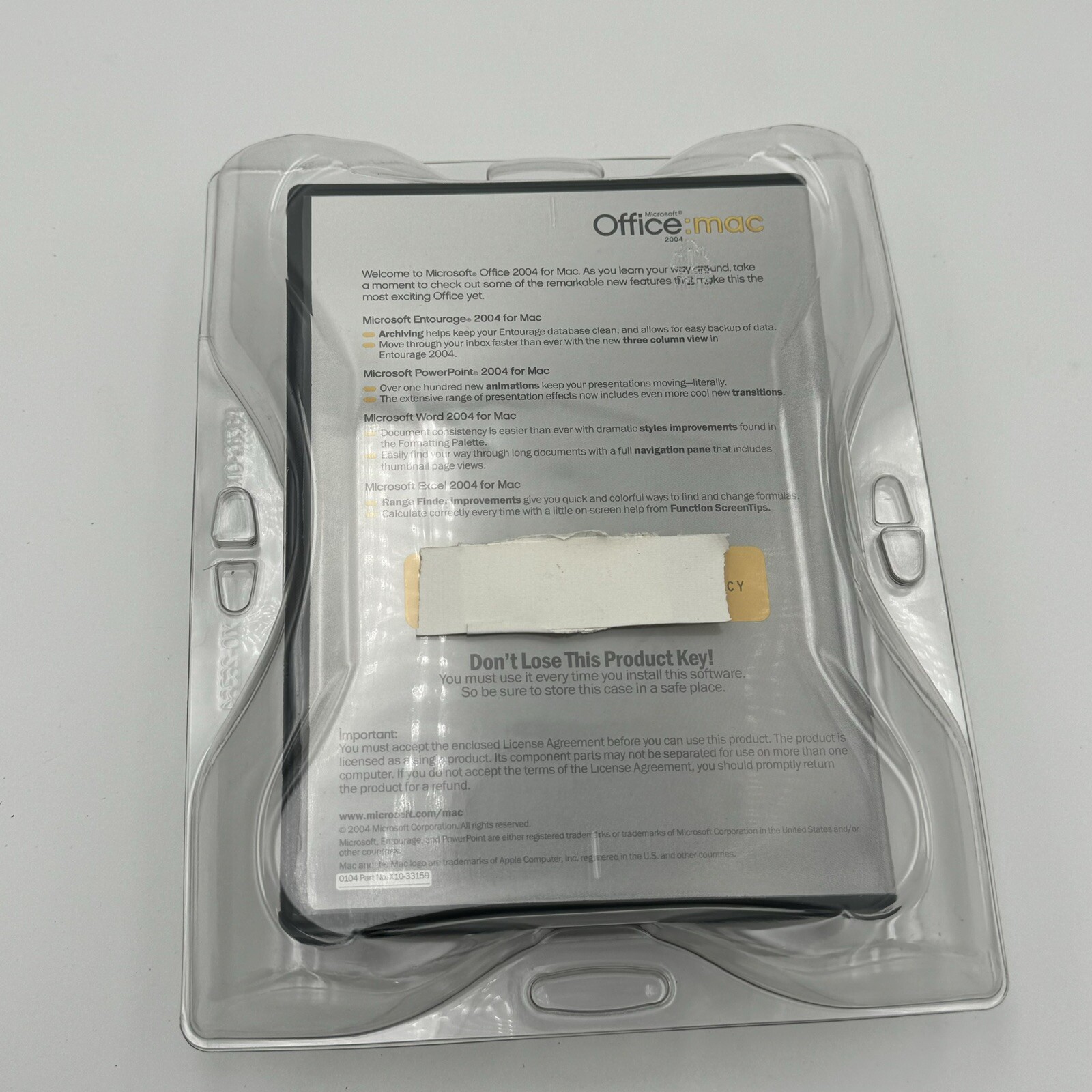 Microsoft Office: Mac 2004 Upgrade Mac OS X Part No. X10-26368 Sealed New
