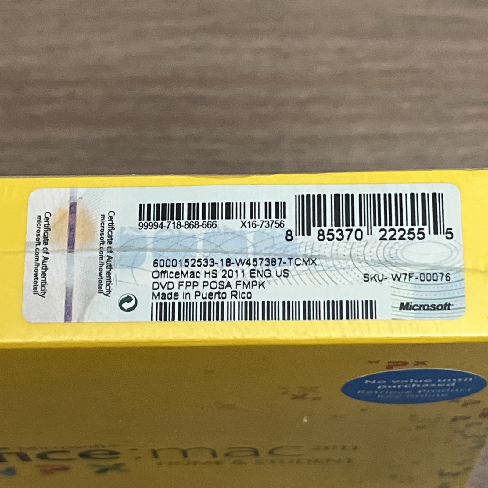 Office: Mac 2011 Home And Student Sealed
