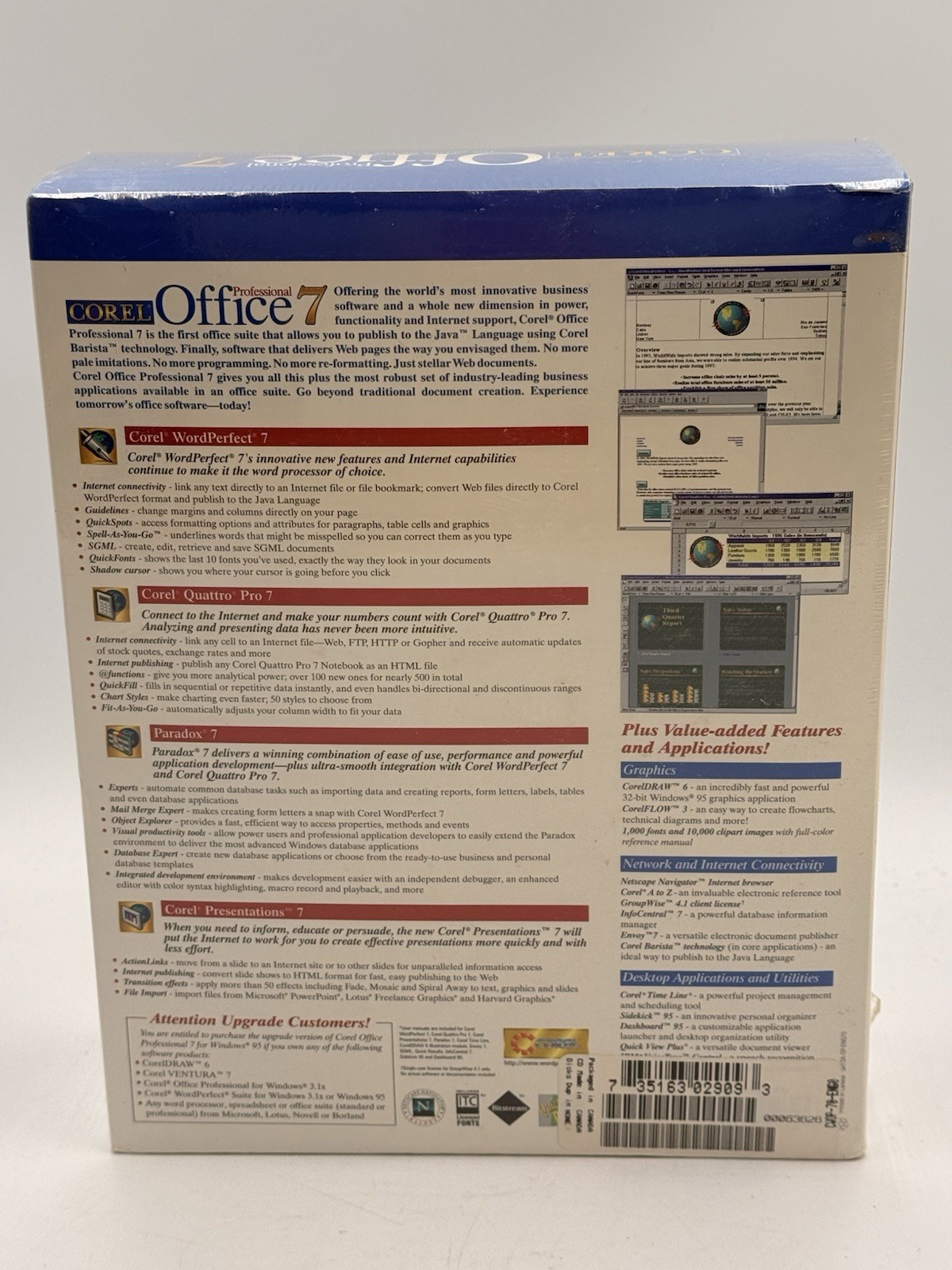 Corel Office 7 Professional 1996 New In Sealed Box User Manuals CD-ROM