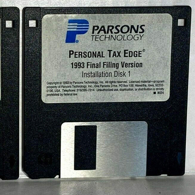 Parsons ® Technology Personal Tax Edge- Windows Disc 1&2–3.5″ Floppy 1993-LIL-B