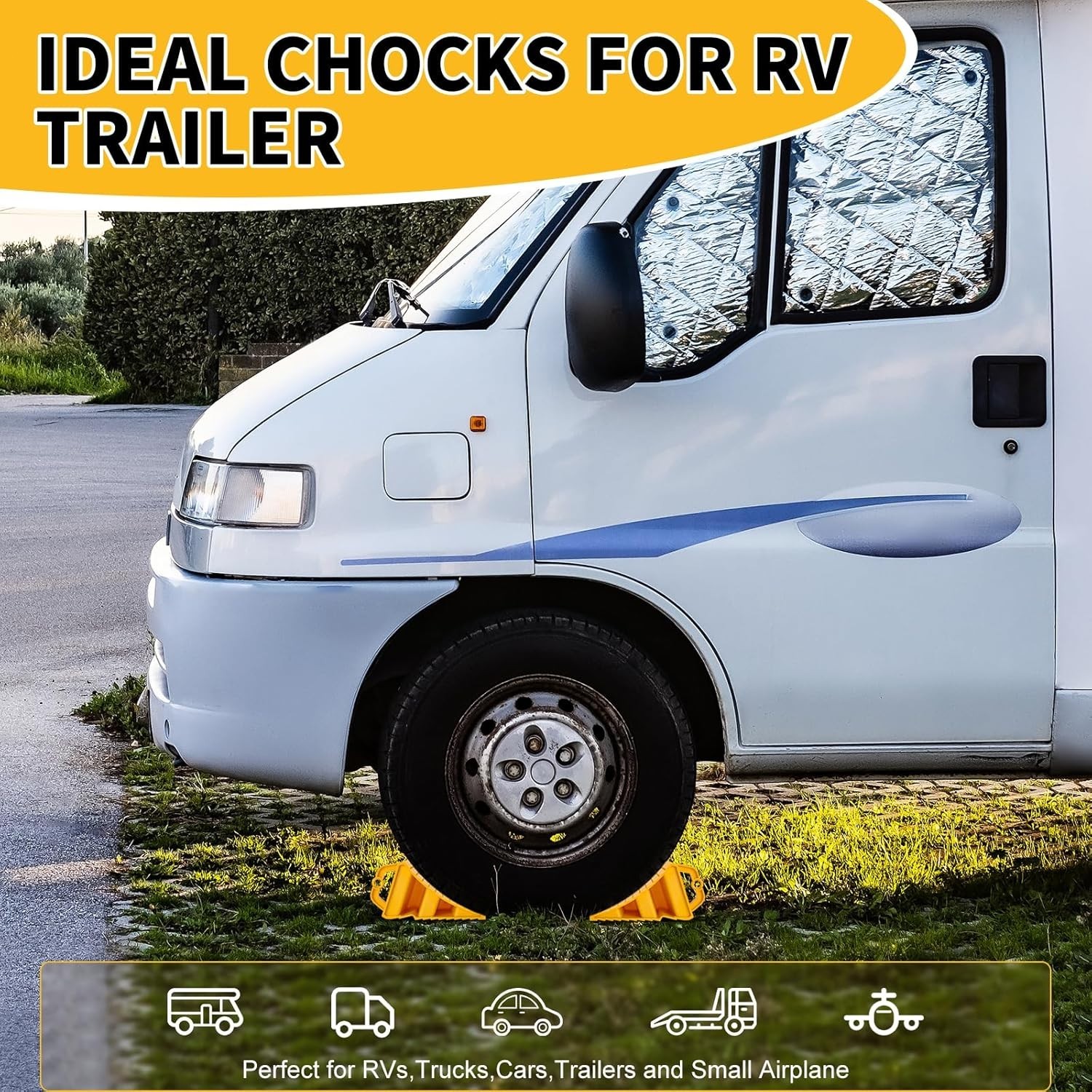 Wheel Chocks for Trailers, 2pcs/4pcs Hard Plastic RV Wheel Chocks with Handles
