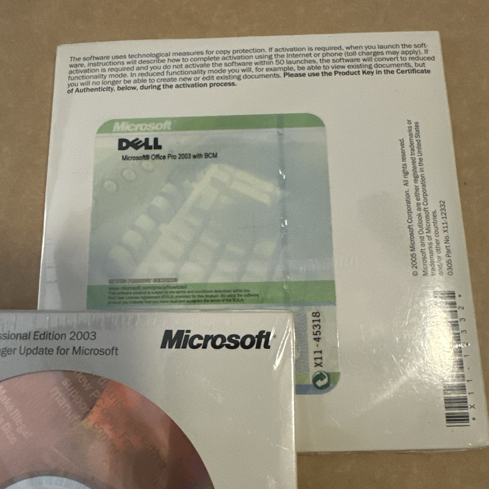 Microsoft Office Professional 2003 w/ Business Contact Manager Dell OEM New