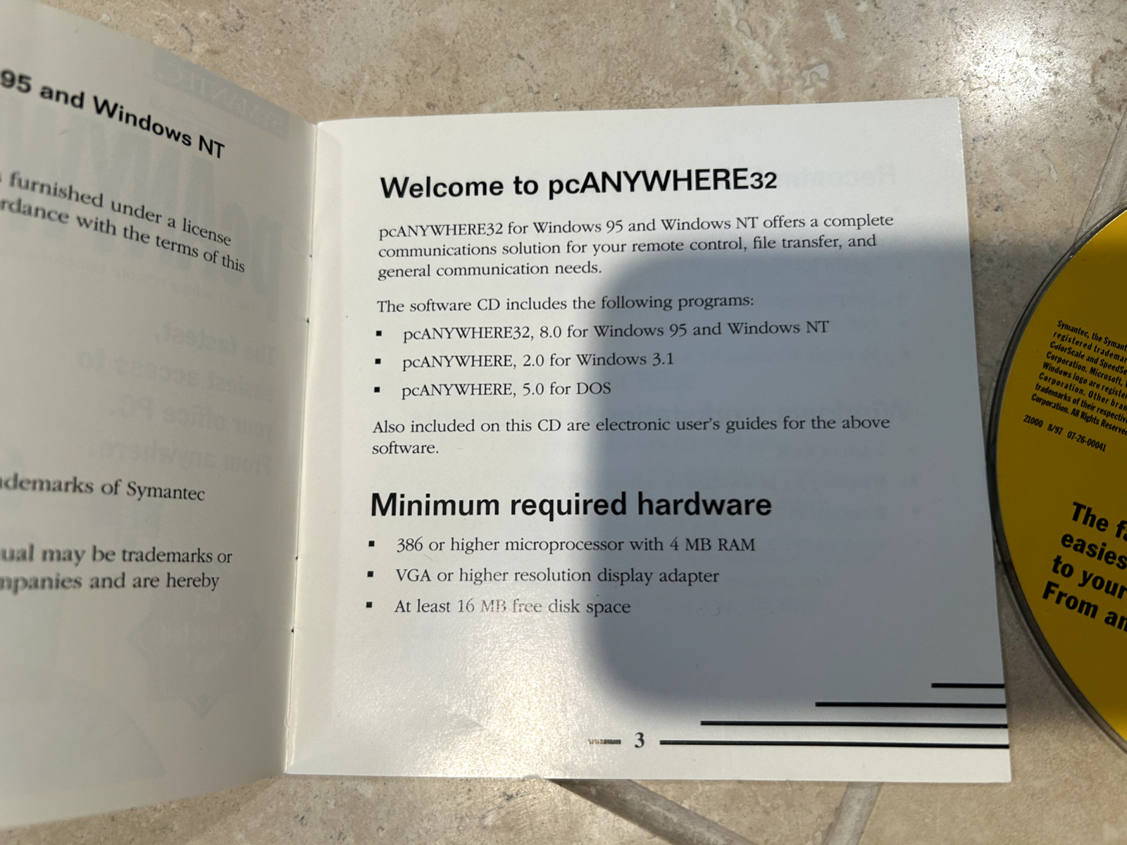 PC Anywhere 32 Version 8.0 (PC CD-ROM, 1997 w/ Manual) by Symantec