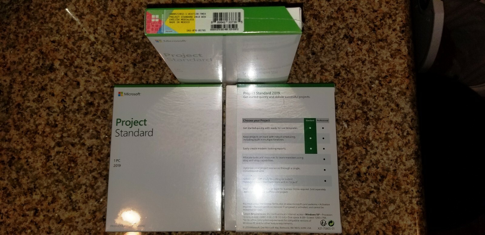 Microsoft Project Standard2019,Windows,SKU 076-05795,Product Key Card,Sealed Box