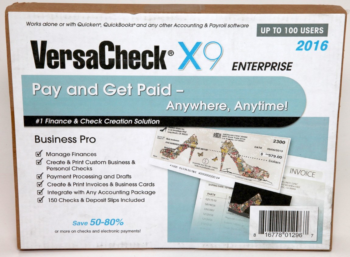 VersaCheck X9 Enterprise 2016 Finance & Check Creation Software 100 User License