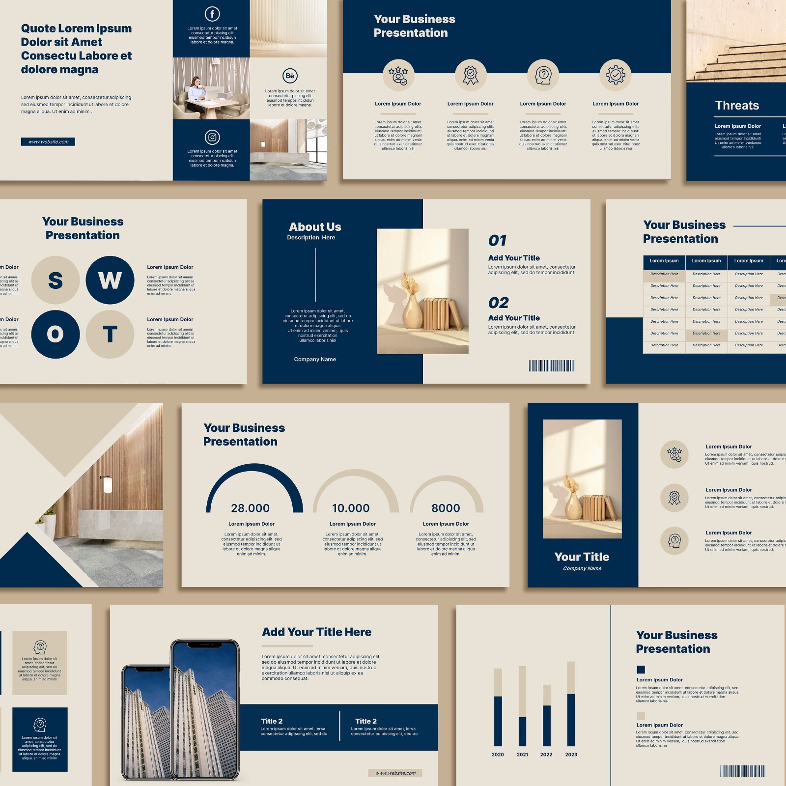 Minimal Blue PowerPoint Template – Minimalist PPT Design for Business Strategy