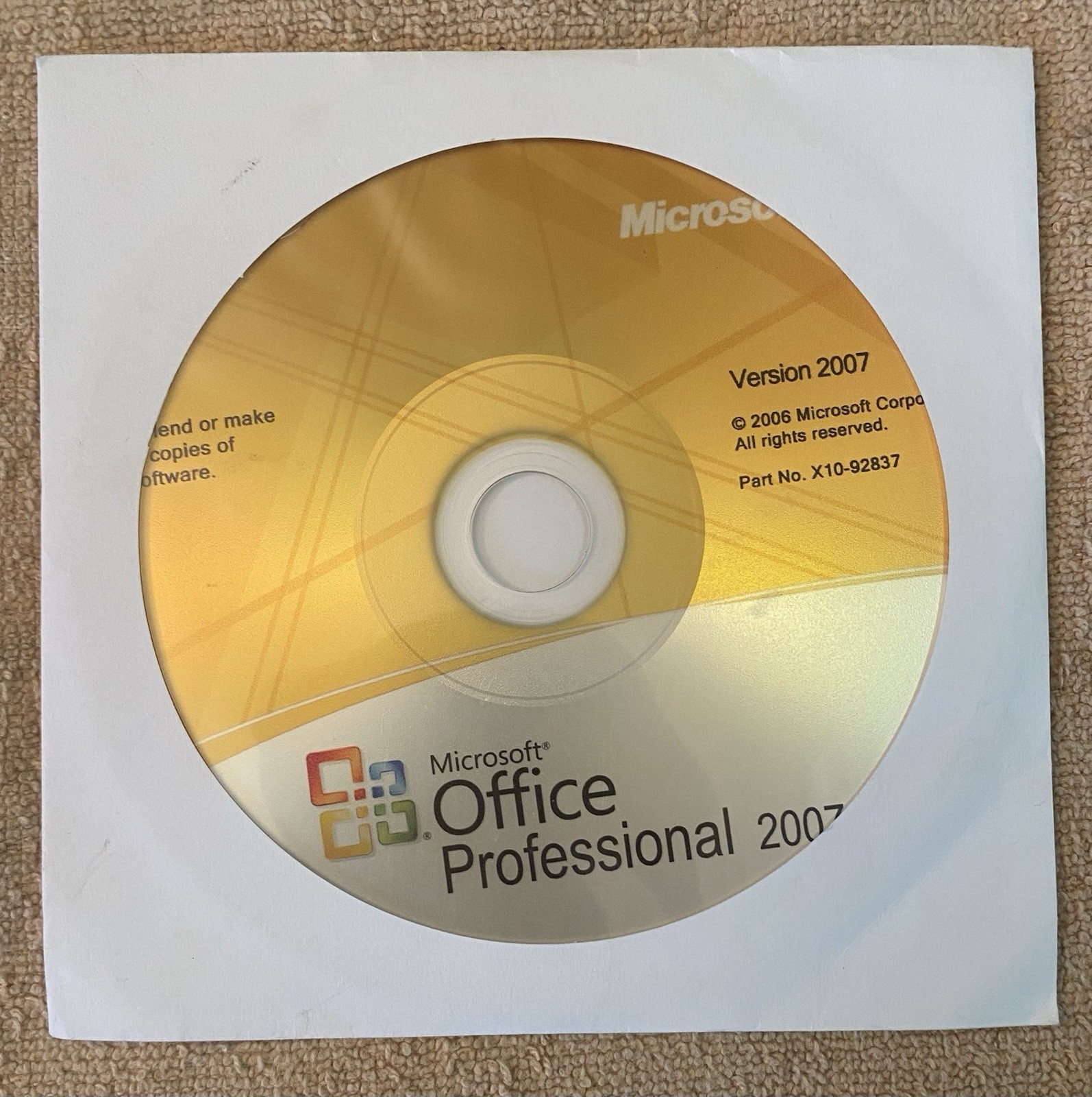 Microsoft Office Professional 2007 – CD and Product Key