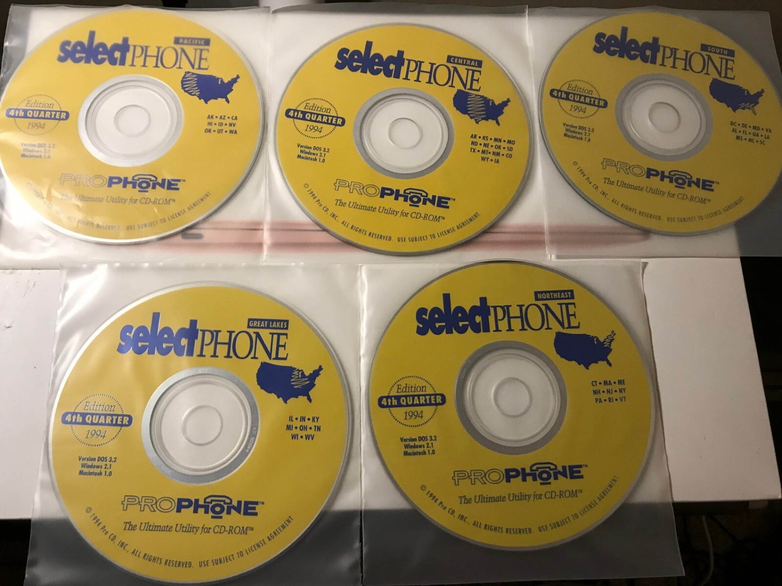 ProPhone phone book 4th Qtr 1994 Edition 5 CD-ROM set rare NICE