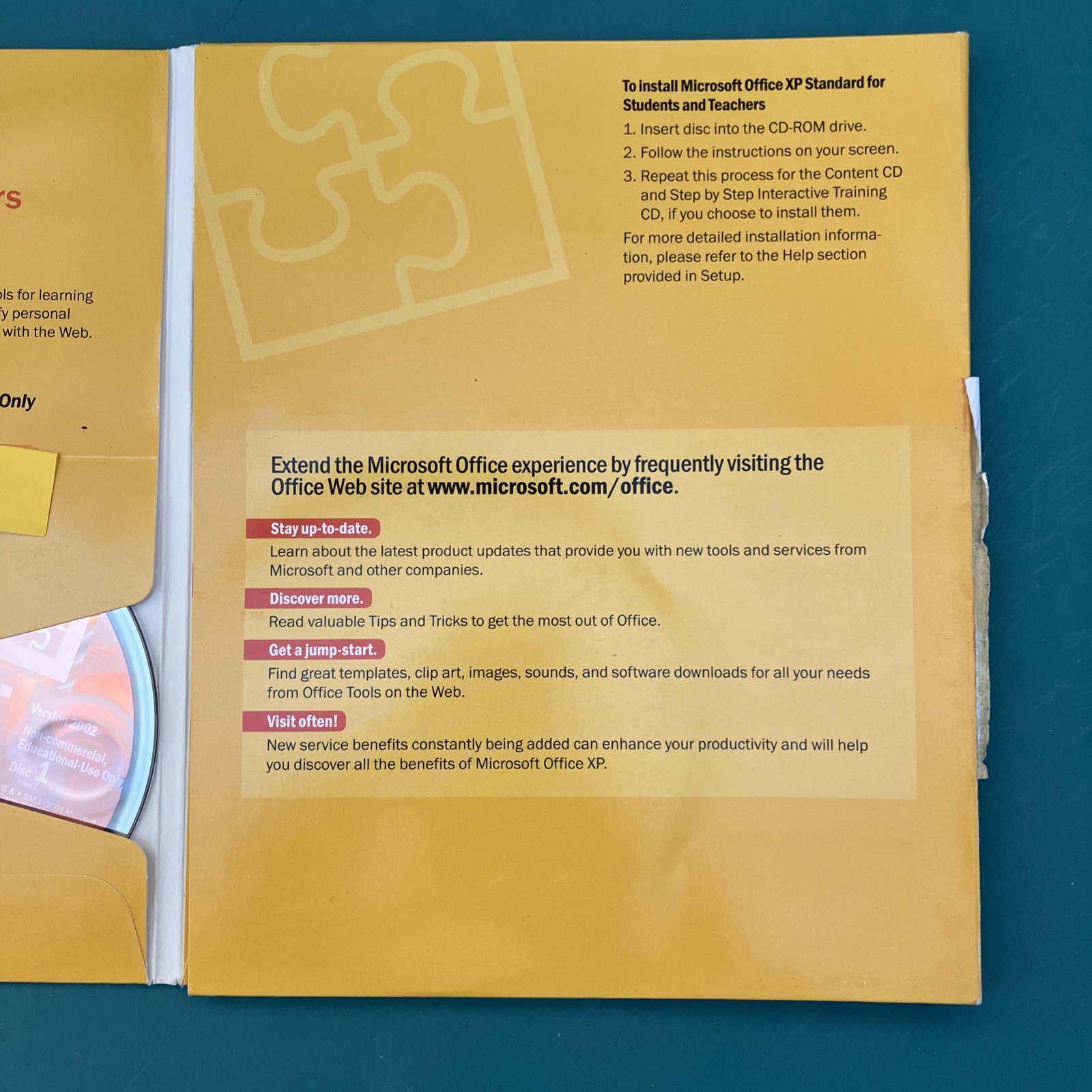 MICROSOFT OFFICE XP STANDARD SOFTWARE – STUDENTS & TEACHERS 2002 VERSION Windows