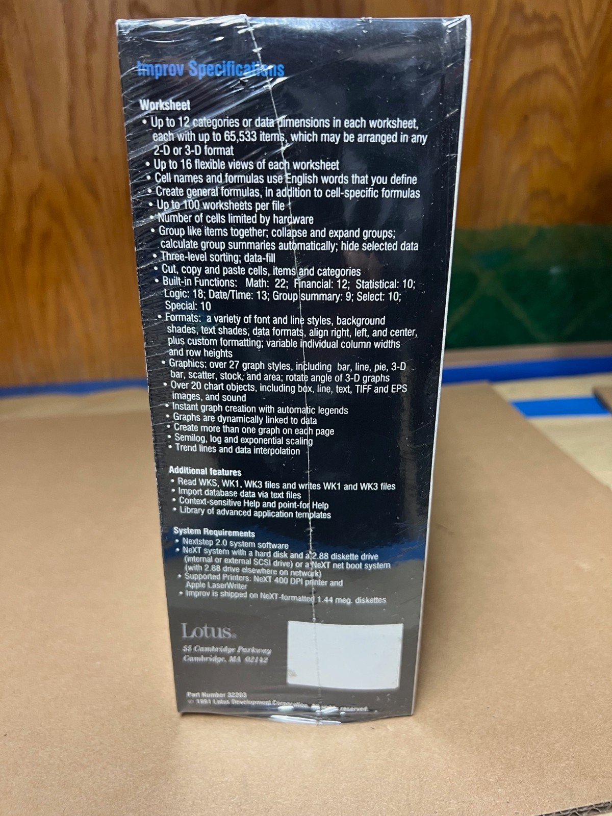 Lotus Improv For NeXT Computer Sealed un-opened