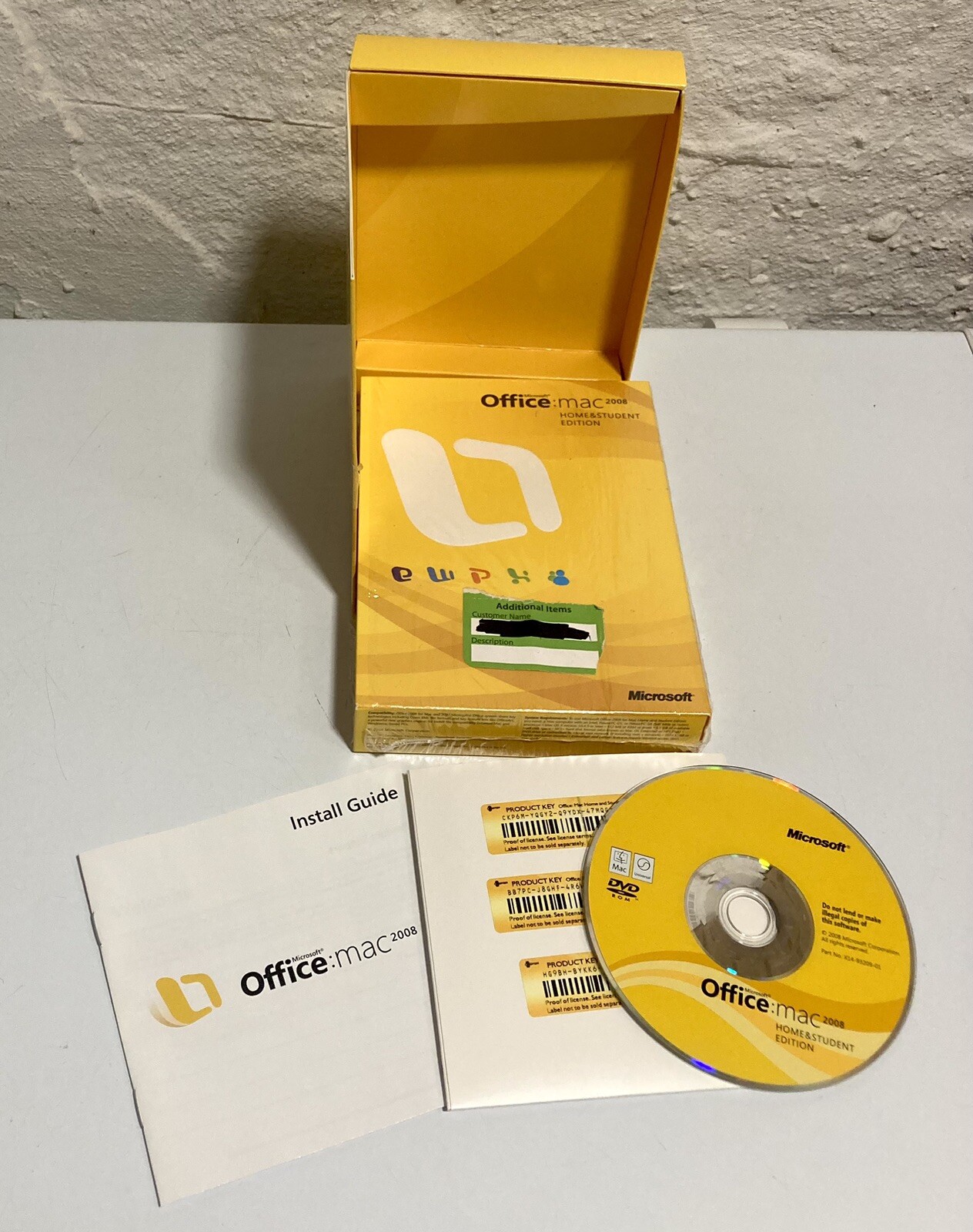 Microsoft Office 2008 Home and Student Edition for Mac w/ Install Guide & Keys
