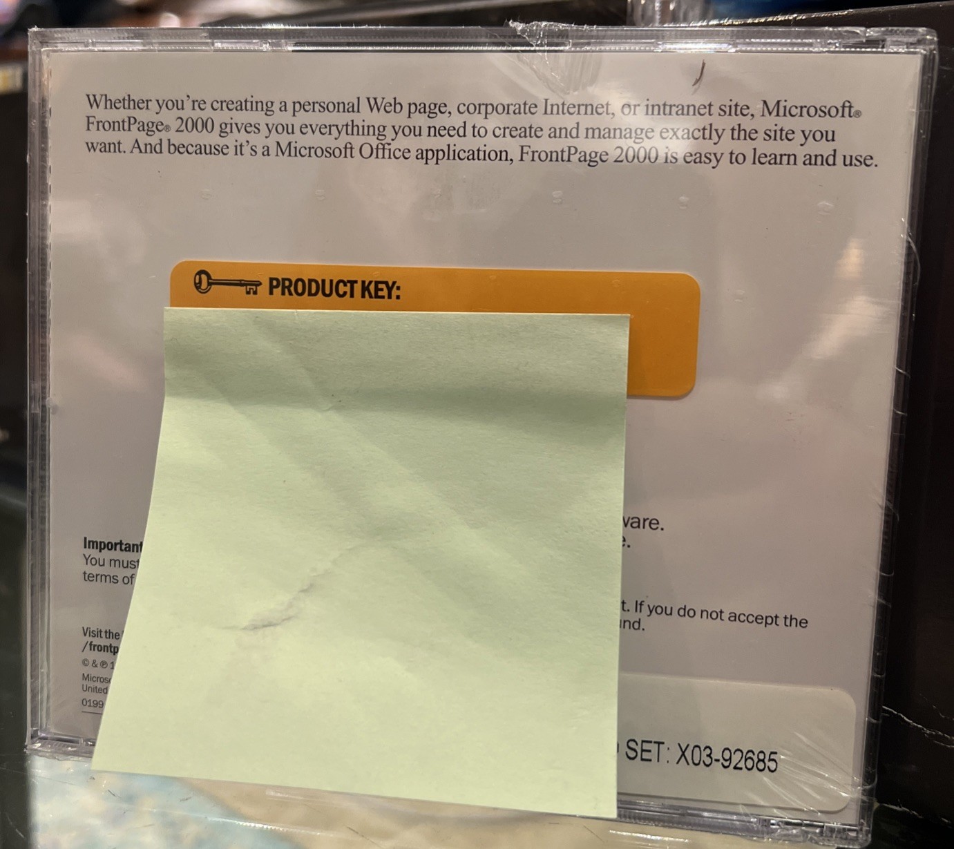 Microsoft Frontpage 2000 CD-ROM w/ Product Key New Sealed Windows NT 98