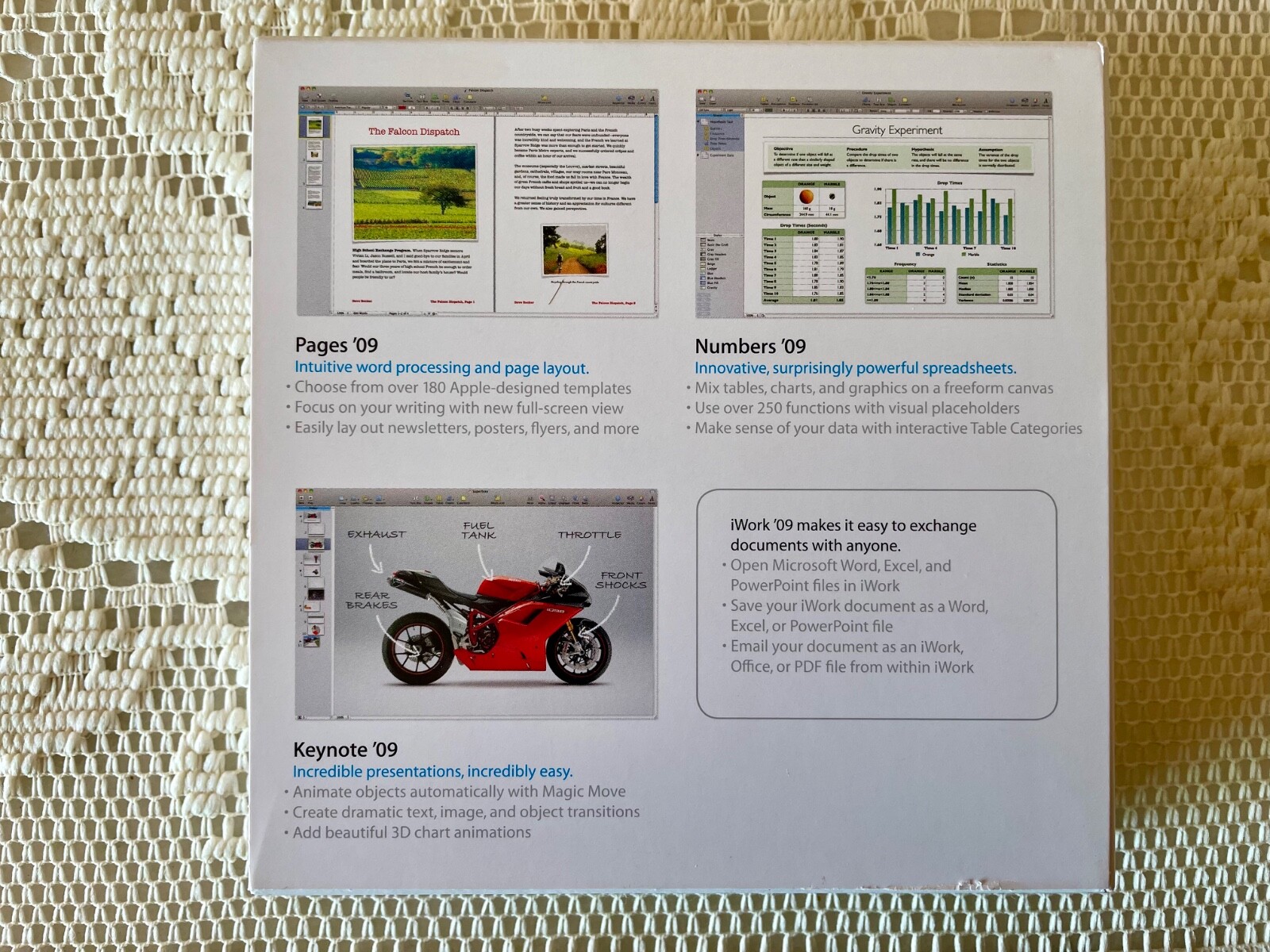 Apple iWork 09 Mac Office Suite Full Version Pages Keynote Numbers Vintage