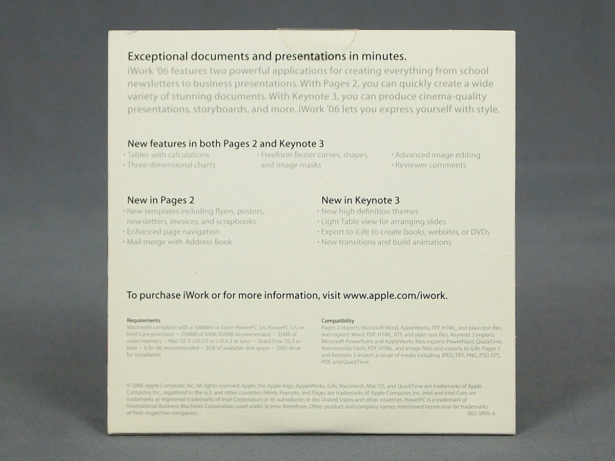 Apple iWork ’06 Trial DVD Package 1Z691-5619-A