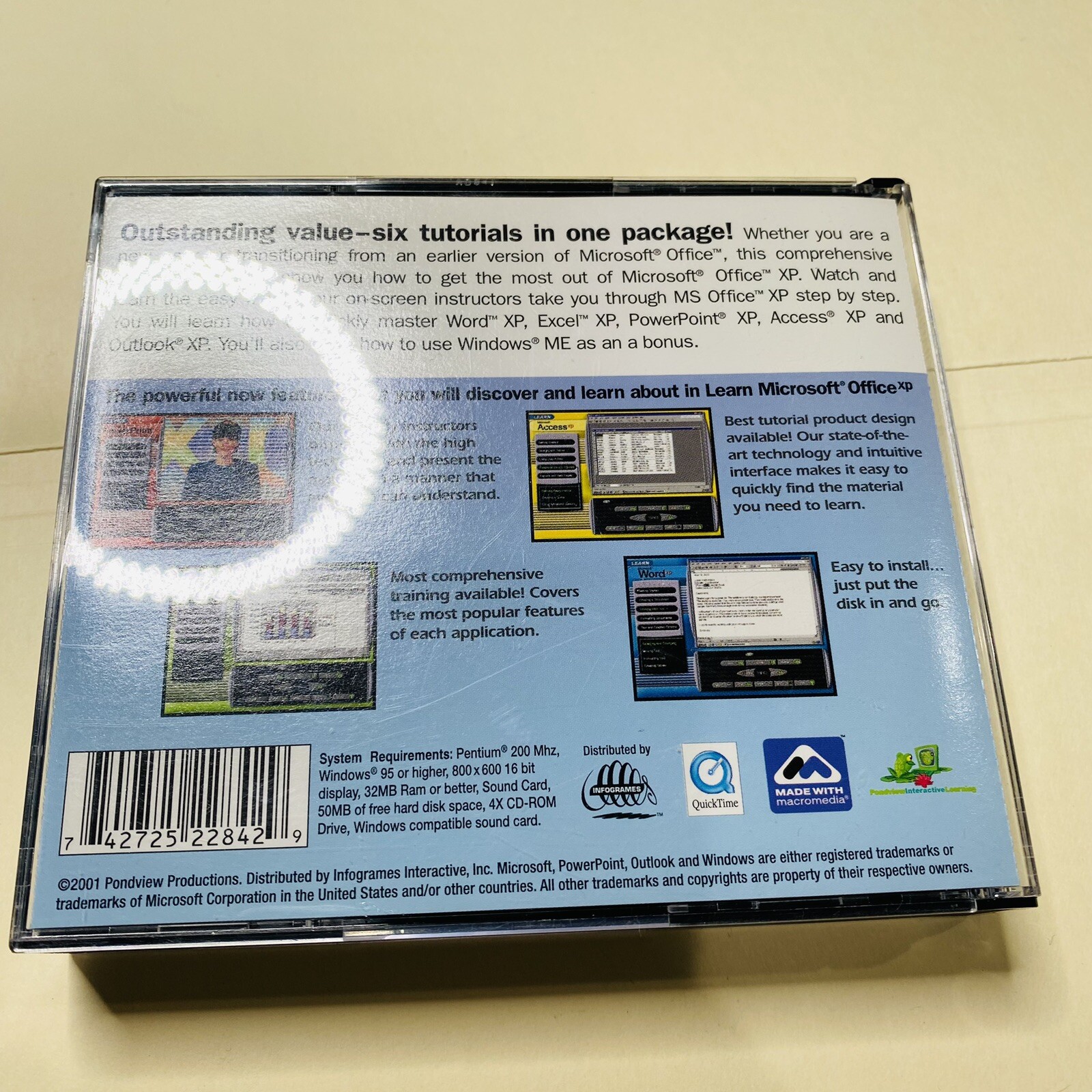 Microsoft Office Xp LEARN Interactive Turtorial 6 Cd Nice CLEAN 2001 Vtg