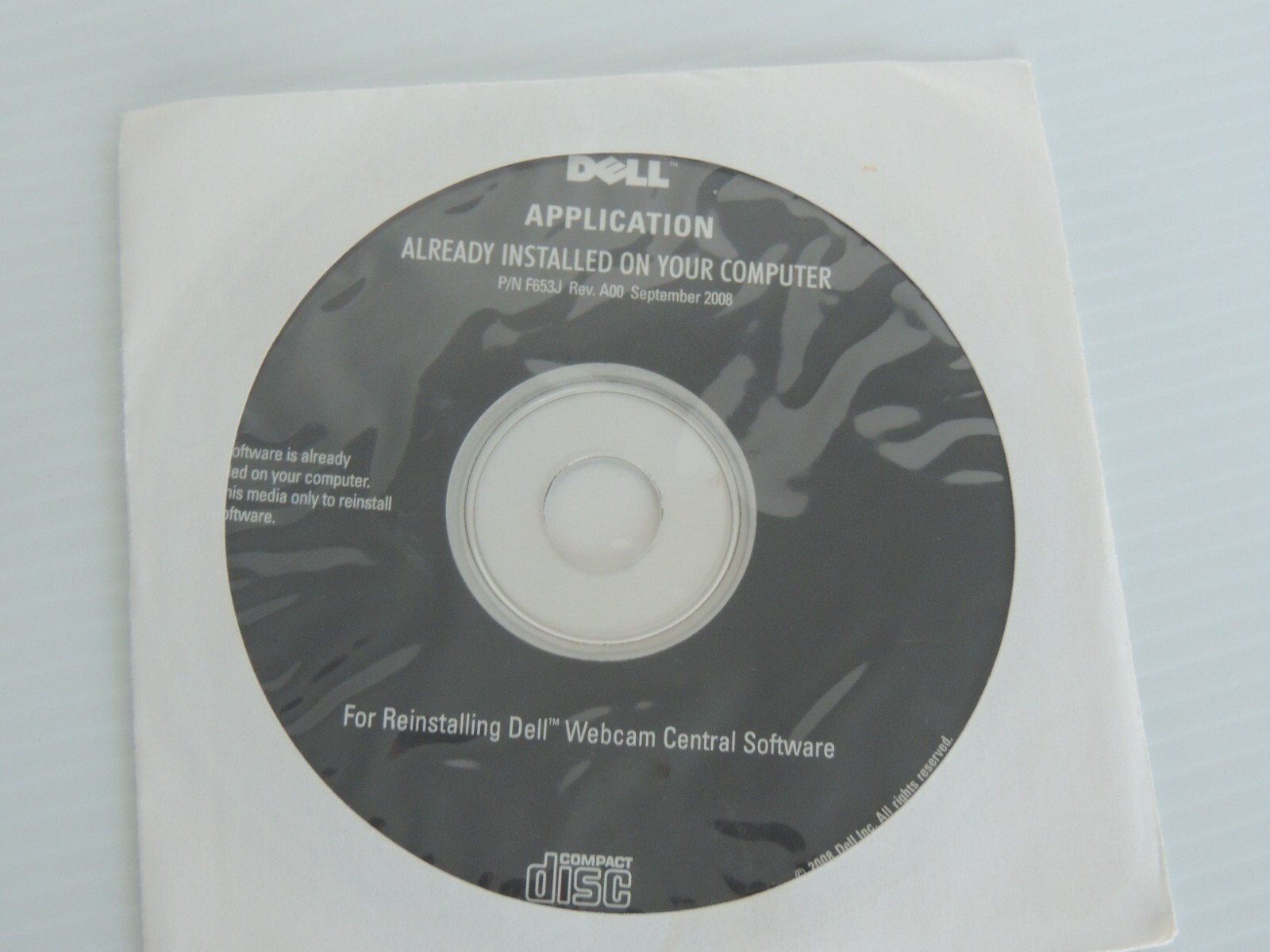DELL APPLICATION ALREADY INSTALLED ON YOUR COMPUTER FOR REINSTALLING WEBCAM CENT