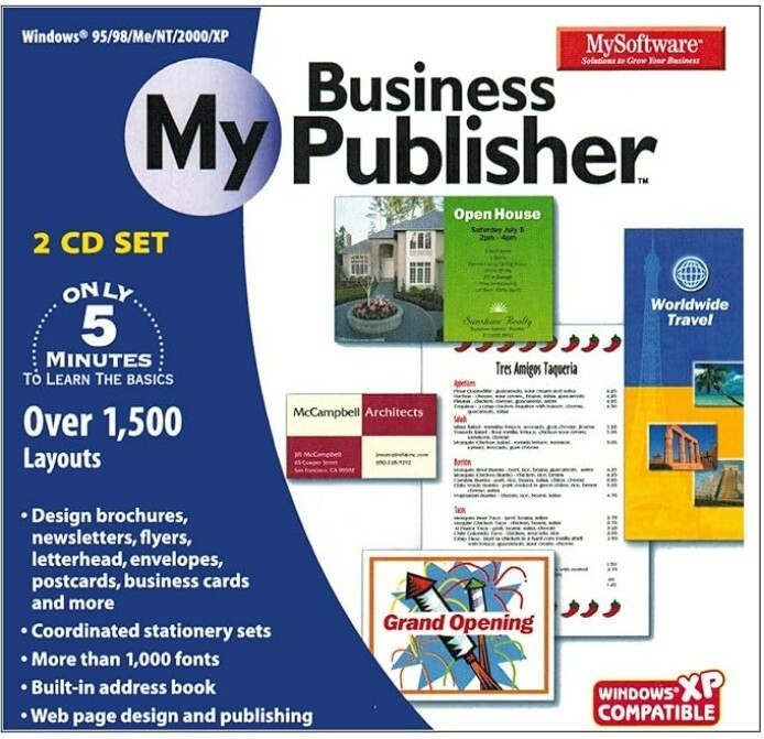My Business Publisher Windows 95/98/Me/NT/2000/XP Compatible 2 CD Set FREE SHIP