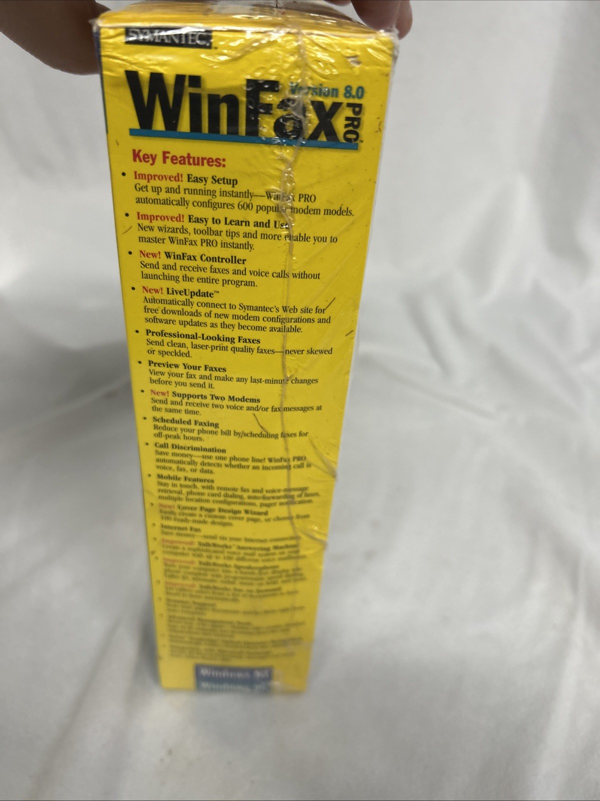 WINFAX 1997 Symantec Hassle-Free Faxing Version 8.0 Pro 95/NT SEALED!