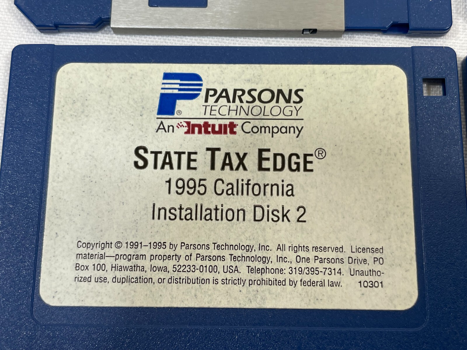 Vintage 1995 Parsons Technology Software State & Personal Tax Edge 3.5″ Floppy 7