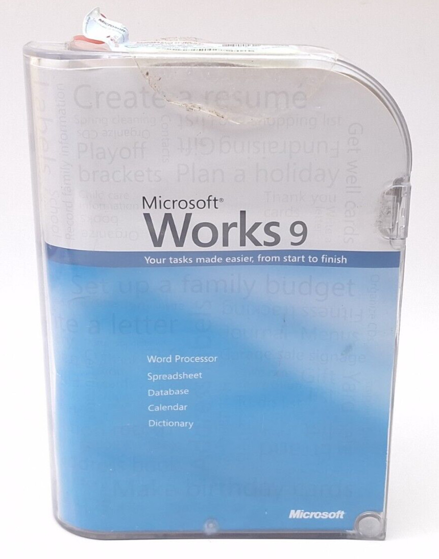 Microsoft Works 9 for Windows Office Work Suite PC CIB CD+Manual