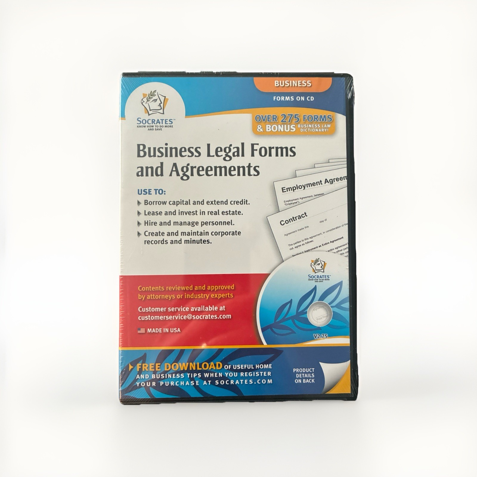 Business Legal Forms and Agreements CD Socrates 275+ Forms Sealed New