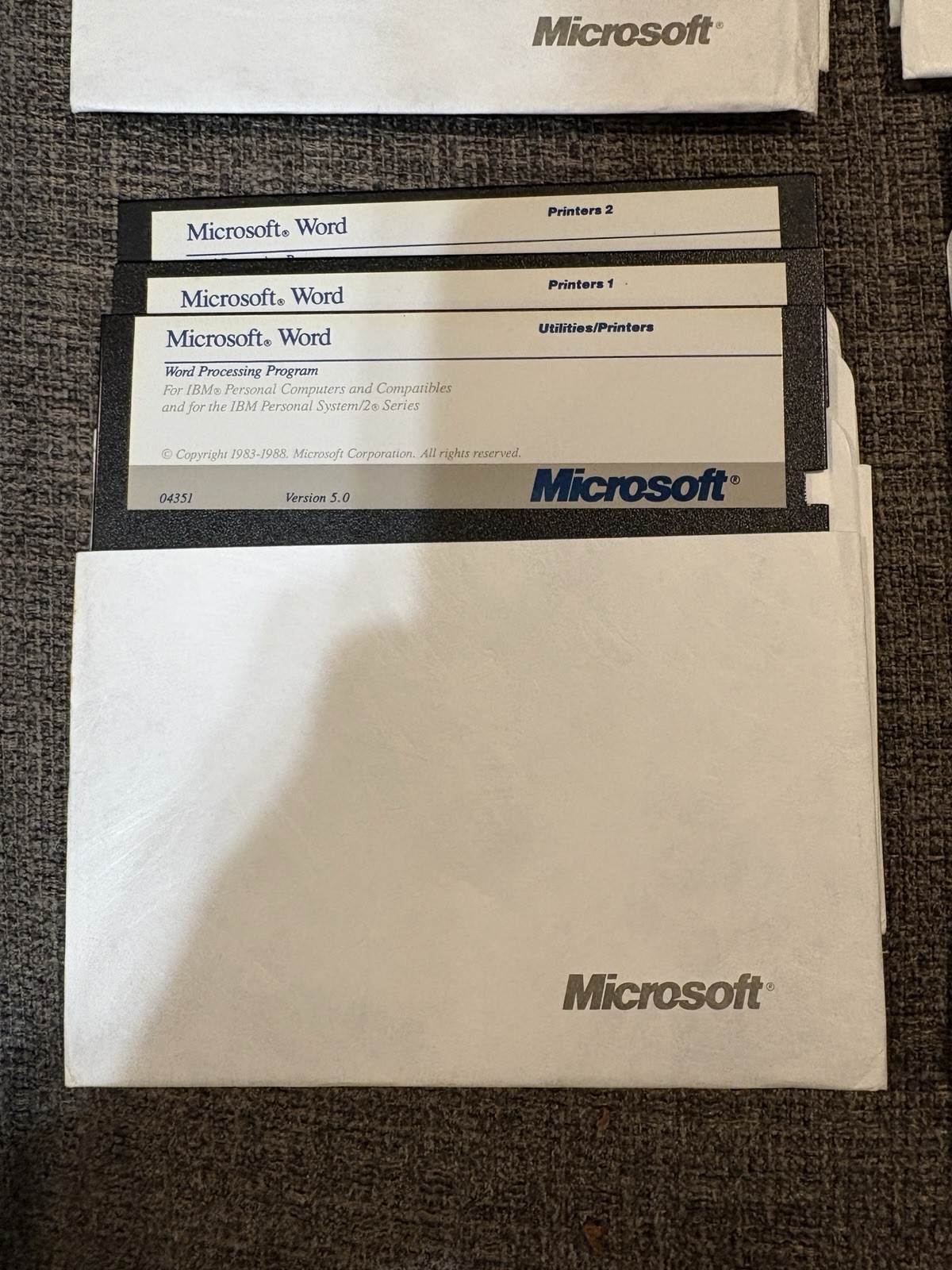Microsoft Word Version 5.0 1988 5 1/4″ Floppy Disks In Original Box Vintage