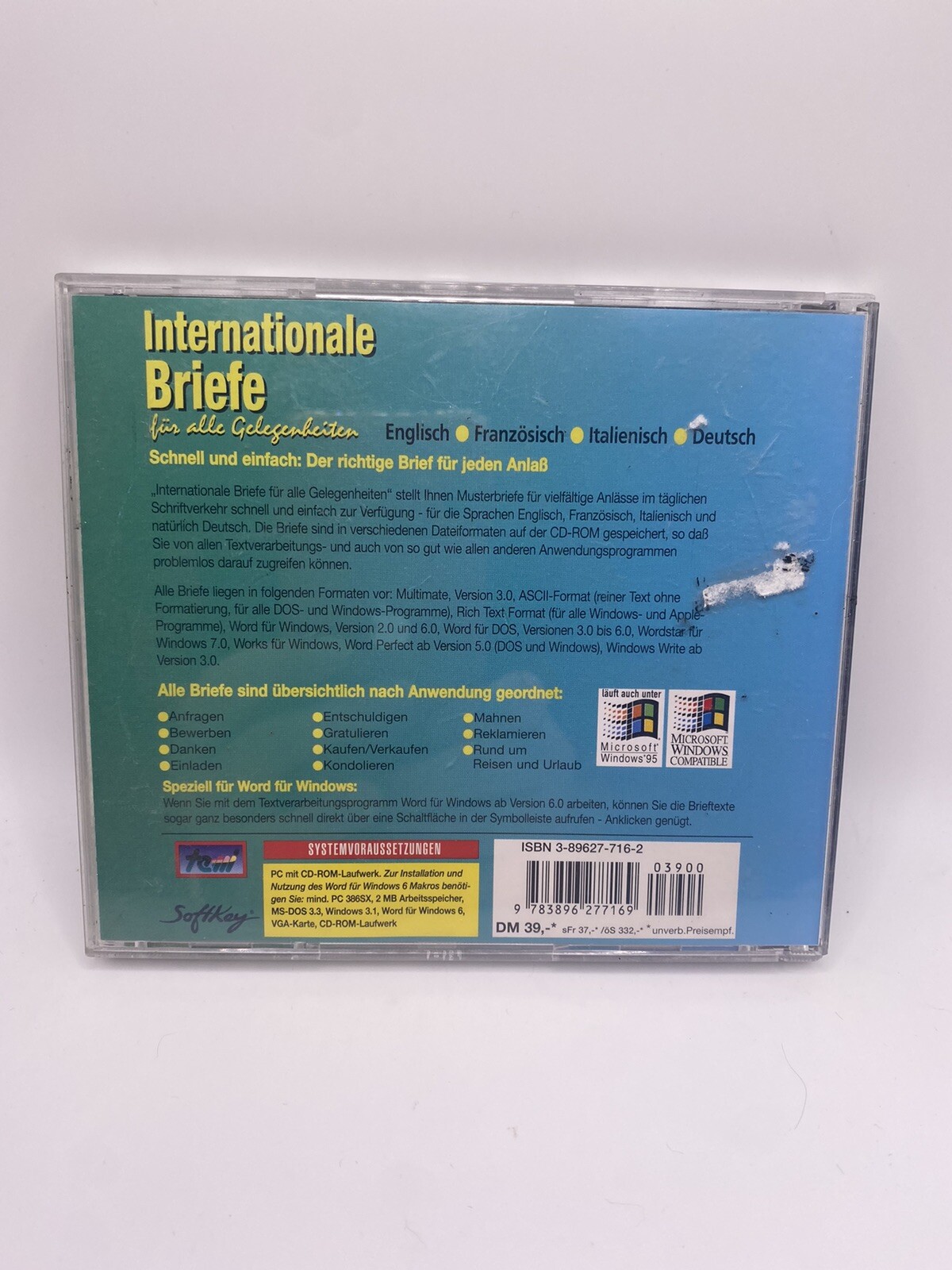 ‘Internationale Briefe’ Letters For All Occasions German Software Windows 95