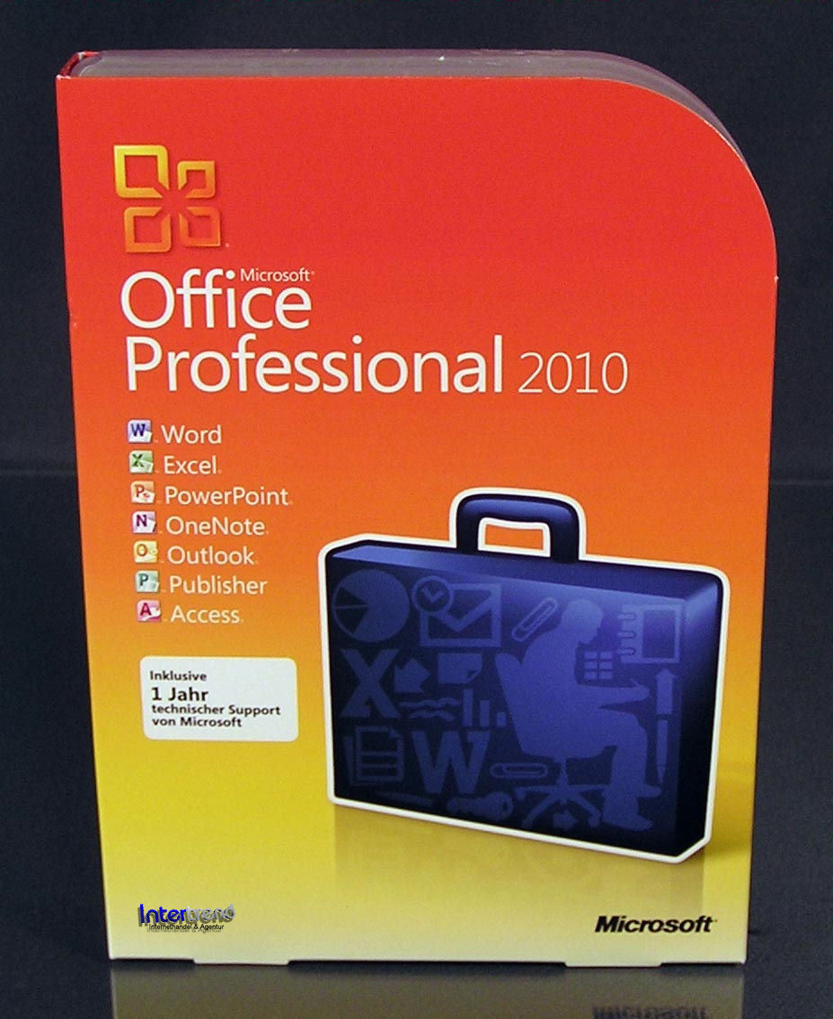 Microsoft Office Professional 2010 Full Version Box + CD German Second Use Original Packaging