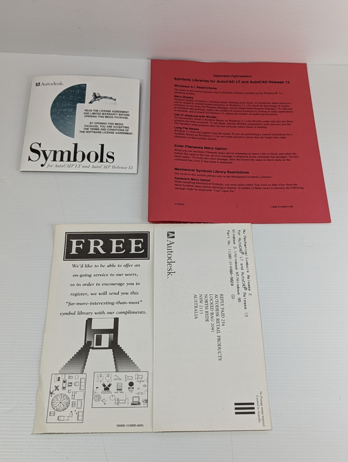 Mechanical Symbols For AutoCAD LT for Windows Autodesk 1995 Software CD Rom