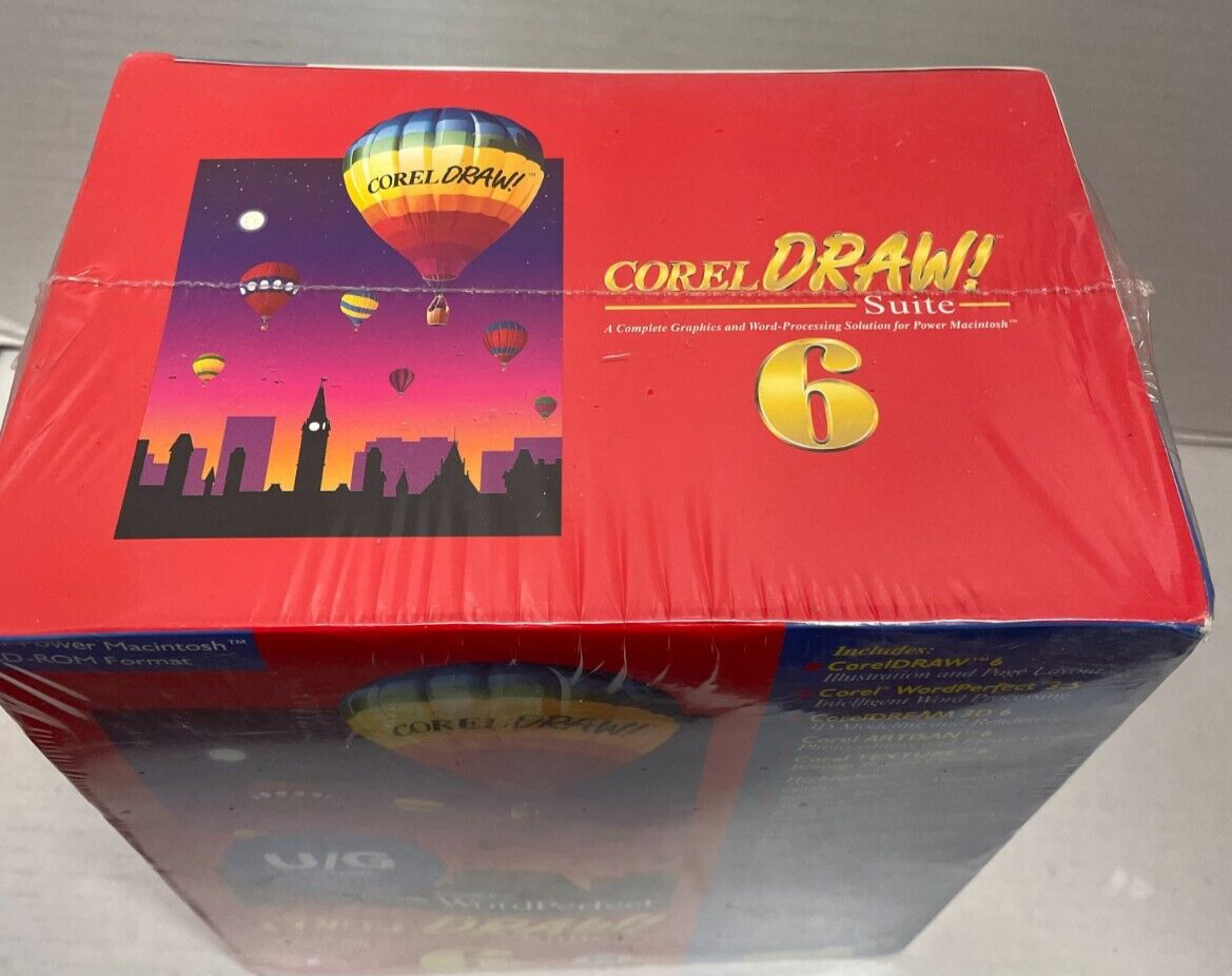 Corel Draw Suite 6 For Power Macintosh 3 Disc – Rare Vintage SEALED Mac Software
