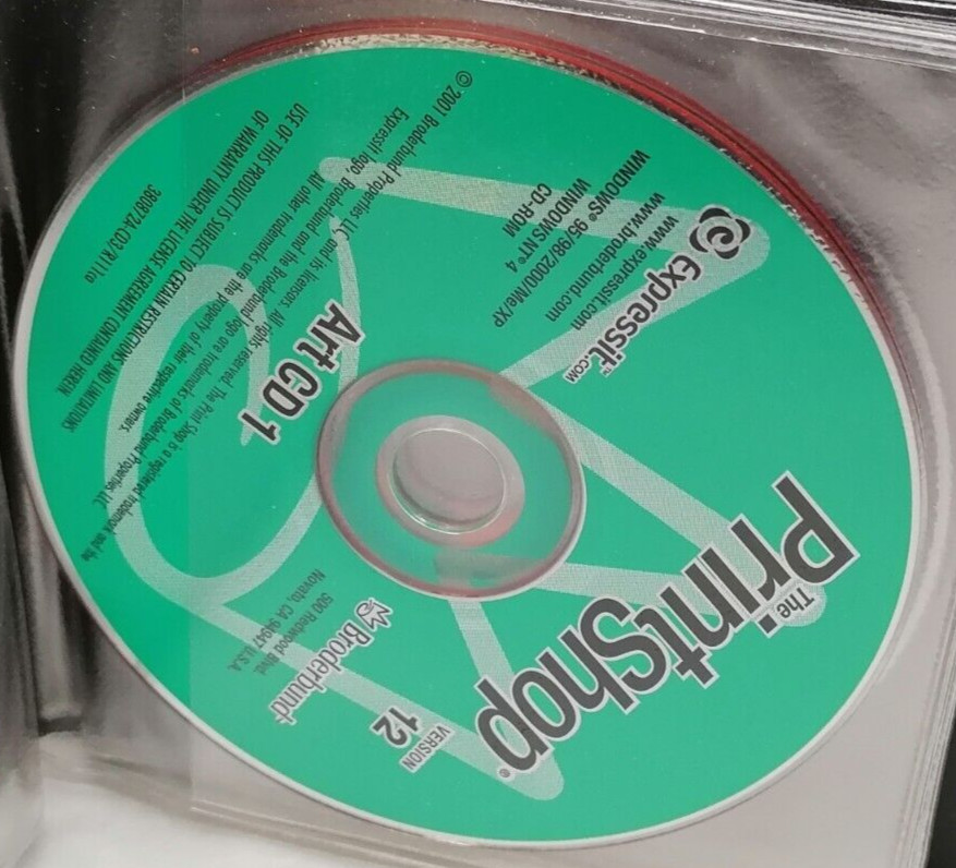 Vintage 2001 Broderbund The Printshop Version 12 Disk Set P/N:385016-FI